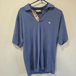 Burberry Blue Nova Check Polo Shirt Short Sleeve Men's Size M
